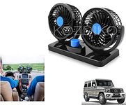 KOZDIKO 12V DC Electric Car Fan for Dashboard 360 Degree Rotatable Dual Head Car Auto Powerful 2 Speed Cooling Air Fan Universal for All Cars