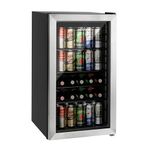 Willow WBC98SS 98L Freestanding Undercounter Beverage Cooler with Triple Glazed Glass Door, Adjustable Thermostat, 2 Years Warranty– Stainless Steel