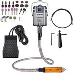 VOTOER 1200W Flex Shaft Grinder Rotary Tool Electric Hanging Carver, Forward and Reverse Rotation, Metalworking Jewelry Repair Kit, Foot Pedal Control, Metal Flexible Shaft, with Spare Inner Shaft