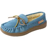 Alpine Swiss Sabine Womens Suede Shearling Slip On Moccasin Slippers Blue 9 M US