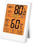 Gominimo 10 Seconds Refresh Rate Thermo Hygrometer with 3 Mounting Options, Humidity Meter Sensor Room Thermometer, Indoor House Temperature Monitor (with Backlight (White))