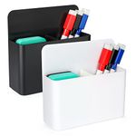 Sinofort 2Pcs Magnetic Marker Holder Dry Erase Marker Holder Whiteboard Pen Magnetic Holder with Marker Pen and Blackboard Brush for School Office Home Whiteboards Refrigerator(White and Black)