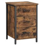 VASAGLE Bedside Table with 3 Drawers, Nightstand, Side Table, for Bedroom, Living Room, 40 x 40 x 60 cm, Industrial Style, Rustic Brown and Black LET509B01