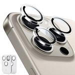 ESR Camera Lens Protector for iPhone 15 Pro Max/15 Pro/14 Pro Max/14 Pro, Armorite Individual Lens Protectors, Scratch-Resistant Ultra-thin Tempered Glass with Aluminum Edging, Set of 2, Clear