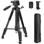 Everesta 74 Inch Tripod for Camera and Phone Camera Tripod Stand with Quick Release Plate Compatible with Nikon Canon DSLR iPhone Android Heavy Duty and Sturdy with Carry Bag