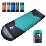 CANWAY Sleeping Bag with Compression Sack Adults Sleeping Bag Warm Cold Weather Camping 4 Seasons Sleeping Bag Comfort for Traveling Hiking Backpacking Lightweight Spinning Neon Cyan