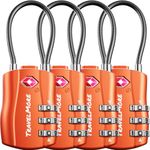 TravelMore Luggage Locks – TSA Approved Suitcase Locks – Travel Locks for Luggage – TSA Padlock with Combination for Suitcases, Backpacks, Cases, Bags, 4-Pack Orange