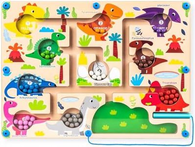 OMIPAWZ Dinosaur Magnetic Color and Number Maze, Montessori Counting Sorting Matching Learning Puzzle Board Toy Kids Age 3 4 5 6 7 8