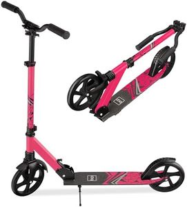 Best Choice Products Kids Height Adjustable Kick Scooter for Ages 8+, Teen, Adult, Outdoor Play w/Carrying Strap, Non-Slip Deck, Kickstand, Mud Guards, 220lb Capacity - Pink