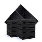 Javik Sound Proofing Acoustic Foam Panels, 2" X 12" X 12" 12 Pcs High Density Wedges Acoustic Panels Fireproof Sound Absorbing Wall Panels for Recording Studio, Home, Offices (Black)