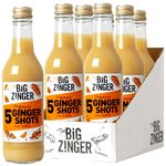 Big Zinger Ginger 6x330ml - 30 shots - Organic plant based shots with 18.4g pressed ginger juice - Natural kick - No added sugar