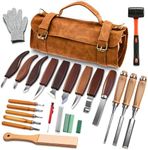 SakerNeo Deluxe Wood Carving Kit whittling kit, 25 Piece Wood Carving Tools with Thick Leather Storage Bag,wood carving set-Ideal Woodworking Tools and Hobbies for Beginners Enthusiasts Gift DIY