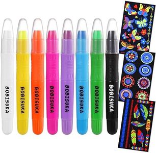 BOBISUKA Glow in The Black Light Face Body Paint Stick Kit with Temporary Tattoo Stickers, 8 Color UV Neon Face Painting Crayon Set for Art Theater Halloween Party Cosplay Clown SFX Makeup