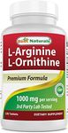 Best Naturals L-Arginine L-Ornithine - 1000mg per Serving - 120 Tablets - Non-GMO & Gluten Free