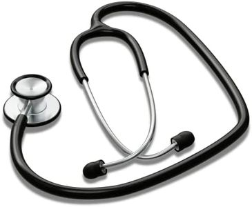 HCS Black Stethoscope, Premium Stainless Steel - Medical, Dual Head Stethoscopes for Nurses, Doctors, Veterinary, Nursing School, Work, Home - 22 inch Tubing