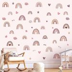 decalmile Boho Rainbow Wall Decals Watercolor Rainbow Polka Wall Stickers Baby Nursery Girls Room Bedroom Wall Decor