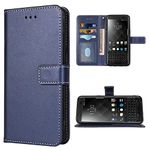 FDCWTSH Compatible with BlackBerry KEYone Wallet Case Wrist Strap Lanyard and Leather Flip Card Holder Stand Cell Accessories Mobile Folio Phone Cover for KEY1 Key 1 One BBB100-1 Women Men Blue