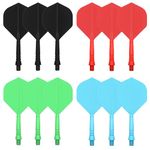 CyeeLife Integrated Dart Shaft and Flights Standard Shape,Black/Red/Blue/Green,4 Set (12pcs)