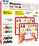 Play Panda Magnetic Learn to Write Capital & Small Letters - Includes Write & Wipe Magnetic Board (Both Sides Magnetic), 26 Capital Letter & 26 Small Letter Magnets, Dry Erase Sketch Pen and Duster