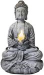 VP Home Buddha Statue for Home and Outdoor Decor, Solar Powered Flickering LED Garden Light, Zen Meditation, Spiritual Room Decor (Zen Buddha)