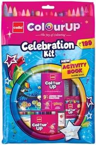 Cello ColourUp Celebration Kit | Colouring Kit includes includes Crayons, Sketch Pens, Coloured Pens & Activity Book | Ideal for Kids Gifting