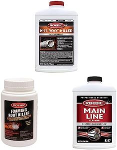Roebic K-77 Root Killer for Sewer and Septic Systems & FRK-1LB Foaming Root Killer, Clears Pipes and Stops New Growth, White & K-97 Main Line Cleaner, Exclusive Bacteria Digests Paper, Fats, 32 Ounces