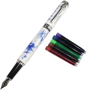 Gullor Jinhao 950 porcelana azul y blanca de bambú con la caja de regalo y los cartuchos de tinta