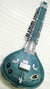 Brass-India Indian Handmade ~ Electric Sitar Shri Ravi Shankar Style Designer Tun Wood Free String & Mizrab