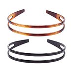 LEORX 2pcs Hard Plastic Headband Double Row Headband Minimalist Teeth Comb Headband for Women (Black and Brown)