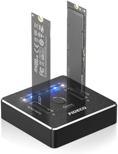 FIDECO Estación de acoplamiento M.2 NVMe SATA SSD, USB 3.2 Gen 2, 20Gbps Dual NVMe SATA SSD Dock, compatible con clon sin conexión, UASP y TRIM, diseño de aluminio