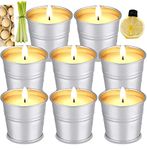 Citronella Candles Outdoor, 8 Pack Large Citronella Fragranced Candle Set for Garden Gifts, 120 Hours Burning Scented Soy Wax Candle Summer Essentials