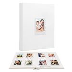 128 Pockets Photo Album with Writing Space, Front Window, for Polaroid Photo Albums 3 Inch Compatible with Fujifilm Instax Mini 12 11 9 8 7s 99 90 70 40, for Polaroid 300, HP Sprocket(White)