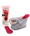 Microwavable Heated Slippers Feet Warmers Booties with Heated Insole Inserts for Instantly Warm Feet - Reusable Reheatable Washable - Promotes Good Night’s Sleep- Grey Size 6-7