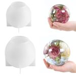 4.7'' & 4''Large Sphere Resin Molds, 2 Pcs Ball Shape Silicone Molds, One-Piece 3D Seamless Globe Epoxy Resin Molds, Large Sphere Resin Casting Mould for DIY Crafts,Flower Keepsakes, Home Decor