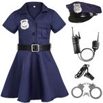 Gortykor Girls Police Officer Costume Cop Outfit for Girls Halloween Cop Dress Up (7-8 Years)