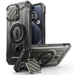 SUPCASE UB Mag XT for iPhone 15 Pro Case 6.1" with Camera Cover, [Compatible with MagSafe] Heavy Duty Rugged Case with Built-in Kickstand (Black)