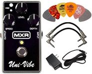 MXR M68 Uni-Vibe Chorus Vibrato Effects Pedal BUNDLE with AC/DC Adapter Power Supply for 9 Volt DC 1000mA, 2 Metal-Ended Guitar Patch Cables AND 6 Dunlop Guitar Picks