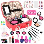 Lanlelin Kids Makeup Kit for Girls Toys Gifts 26pcs Real Washable Non-Toxic Little Girls Toddler Makeup Set Real Cosmetic Toys Kids Play Make up Kit for Kids Girls Age 3-12 Year Old Gifts Girls Kids Birthday