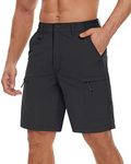 TACVASEN Mens Shorts with Zip Pockets Quick Dry Hiking Shorts Cargo Shorts Work Shorts Walking Shorts,Black,34