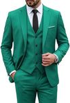 MY'S Men's 3 Piece Slim Fit Suit Set, One Button Solid Jacket Vest Pants with Tie Green Large