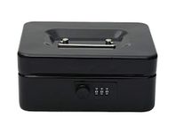 STORE 2508 Metal Cash Box with Number Combination Lock (Small Black)