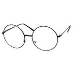 TRIXES Round Glasses Unisex Black - Wizard Costume Glasses - Retro Sixties Style Clear Lens Glasses - Round Wire Costume Geek Glasses Accessories for Dress Up - Classic Vintage Design Spectacles