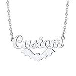 Bat Name Necklace Personalized Stai