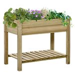 Outsunny 91cm x 51cm x 76cm Raised Garden Bed with Legs and Storage Shelf, Elevated Wooden Planter Box, Gardening Standing Growing Bed for Backyard, Patio, Balcony