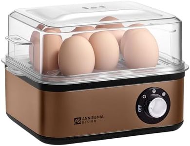 Annie & Mia Design Stainless Steel Electric Rapid Egg Cooker, 8 Egg Capacity 500W, Soft/Medium/Hard Boiled Egg Boiler Poacher Steamer Omelet Maker, BPA-Free, Auto Shut-Off, with Recipe Guide Book