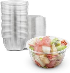MT Products Plastic Fruit Bowl 32 oz. - Disposable Salad Bowl with Lids (Pack of 150) - Made in USA
