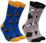 Toe-Tally Sox Unisex Graduation Crew Socks, Grad Cap & Diploma for 2023 Graduates (Adult Size, 2 Pack)