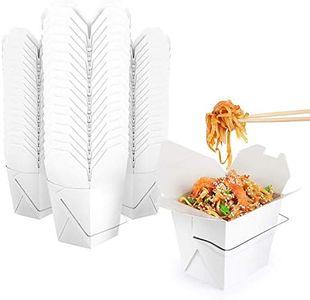 Takeout Food Containers with Handle 8 Oz White Microwaveable Mini Chinese Take Out Box (50 Pack) Leak and Grease Resistant Stackable To Go Boxes - Recyclable Food Containers - Party Favor Boxes