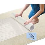 VISION MEDIA® 25m x 60cm CLEAR Roll Heavy Duty Carpet Protector – 80 Mic Thickness Strong Premium Plastic Self Adhesive Floor Protector - Easy Unwind Plastic Carpet Protector - Safety Cutter Included