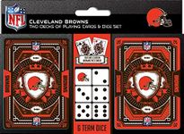 Masterpieces Game Day - NFL Cleveland Browns 2-Pack Playing Cards & Dice Pack - Officially Licensed Set for Adults and Family